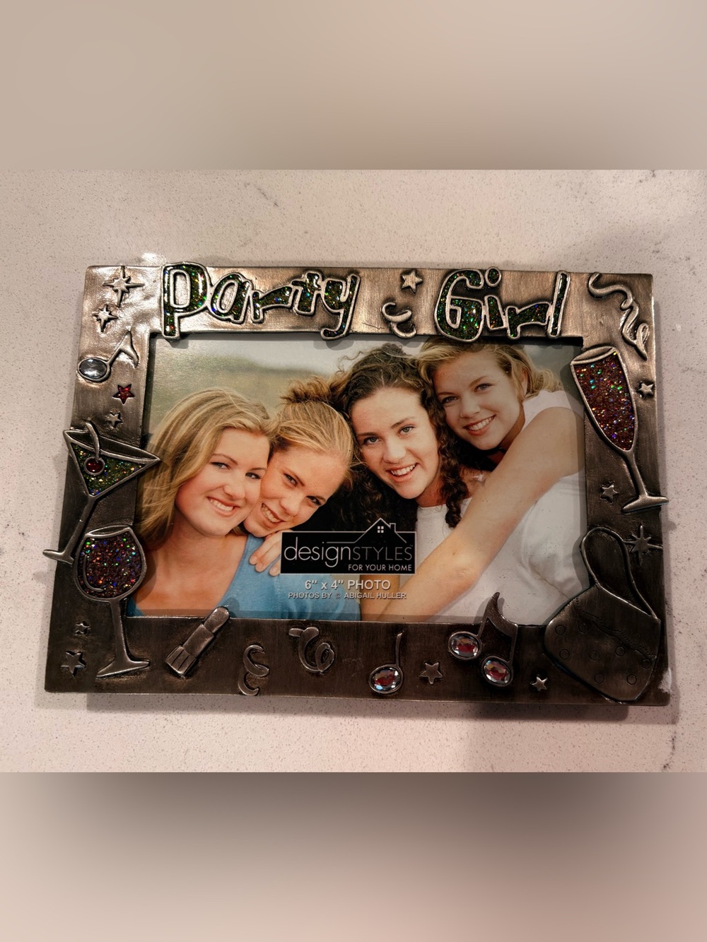 Silver Party Girl Photo Frame with Glitter Accents “Design Styles”